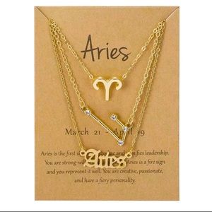 3Pcs/Set Zodiac/Constellation Gold Necklaces